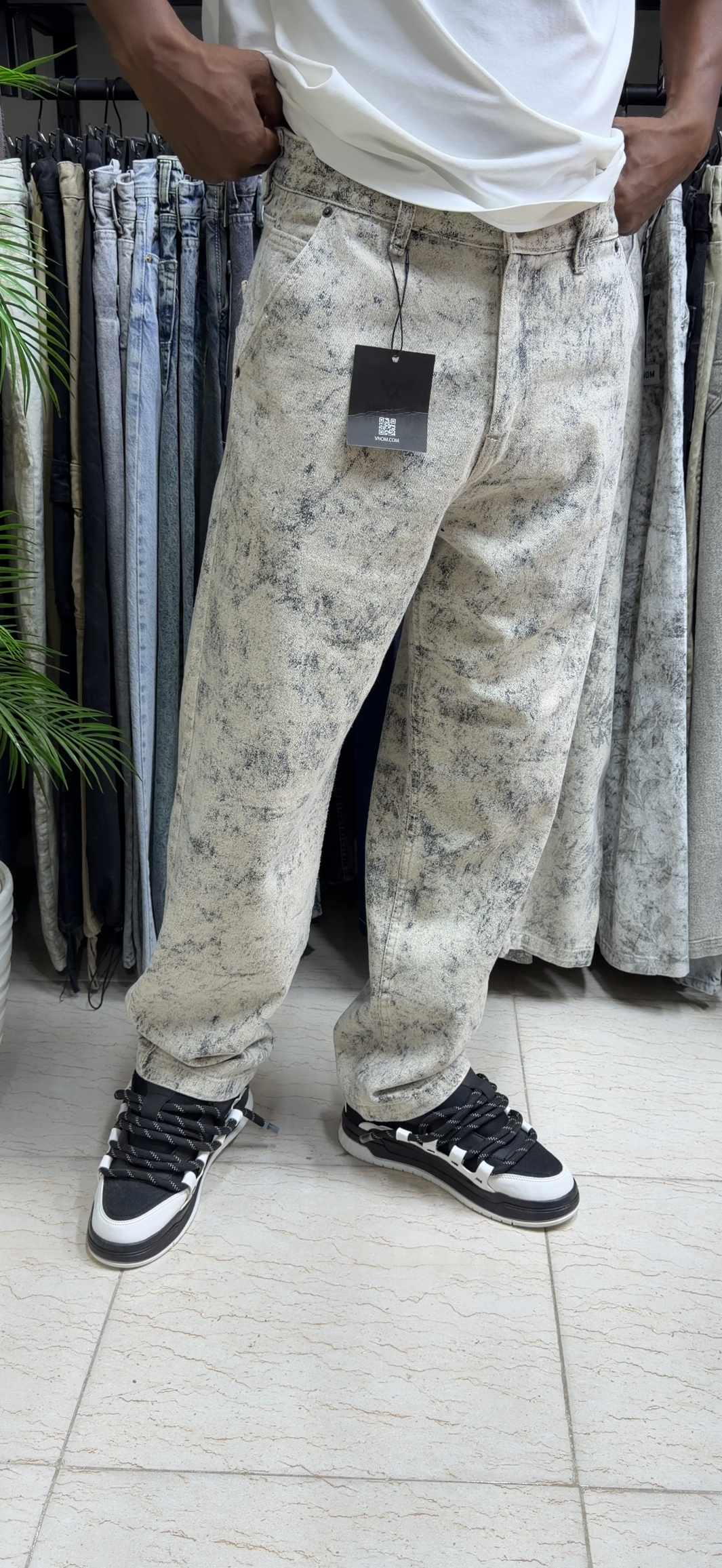 JEAN IMMPREMIE TACHETÉ Beige